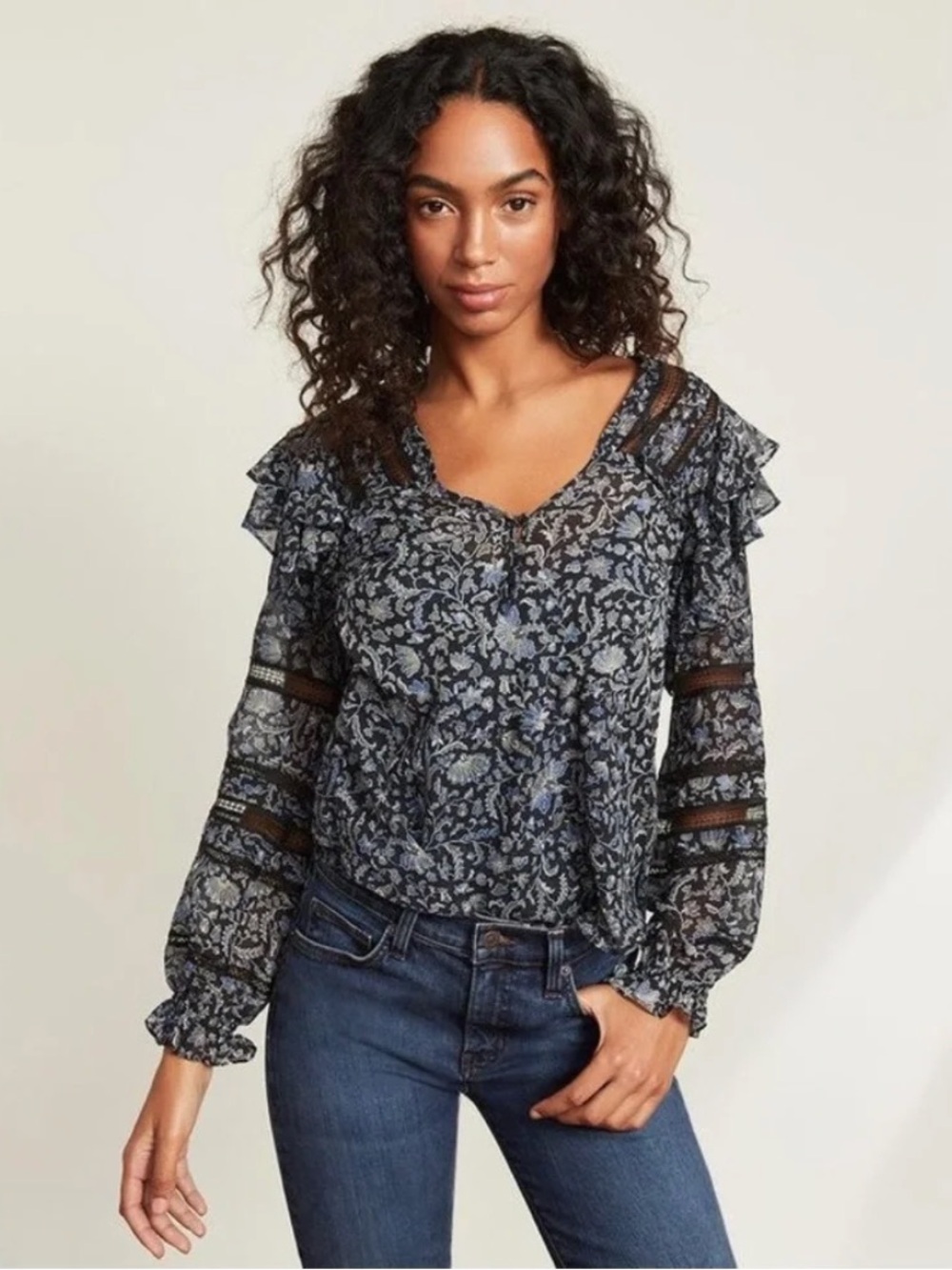 Veronica Beard-Silk-Penny Vine-Floral-Blouse-Romatic-Fairy-Floral-Paisley-4